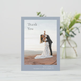 Tarjeta De Agradecimiento Boda moderna polvorienta azul elegante