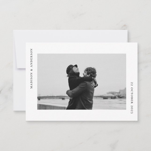 Tarjeta De Agradecimiento Boda Moderna Simple con Foto Romántica (Anverso)