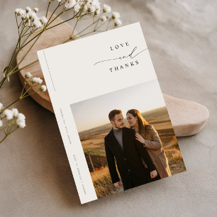 Tarjeta De Agradecimiento Boda moderna simple con presupuesto para fotos