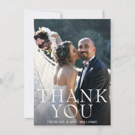 Tarjeta De Agradecimiento Boda moderna simple de foto