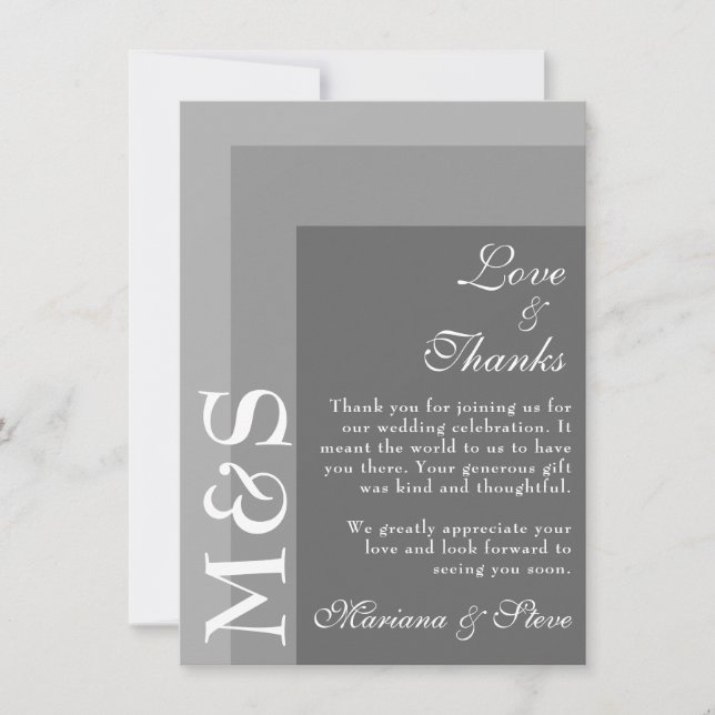 Tarjeta De Agradecimiento Boda moderna simple gris (Anverso)