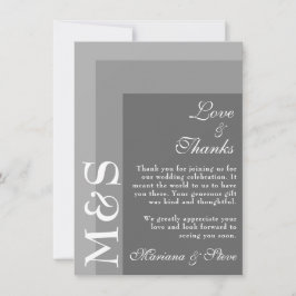 Tarjeta De Agradecimiento Boda moderna simple gris