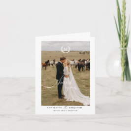 Tarjeta De Agradecimiento Boda moderno 2 Foto blanca