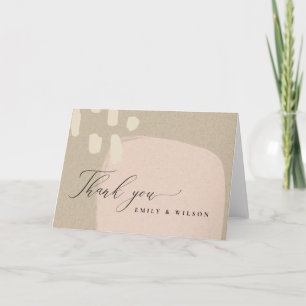 TARJETA DE AGRADECIMIENTO BODA MODERNO ABSTRACT SOFT PEACH PINK KRAFT
