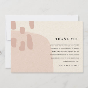 TARJETA DE AGRADECIMIENTO BODA MODERNO ABSTRACT SOFT RUBOR PINK KRAFT