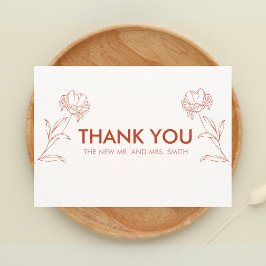 Tarjeta De Agradecimiento Boda moderno Boho Floral Terracotta