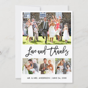 Tarjeta De Agradecimiento Boda Moderno Brush Script Love Gracias 4 Foto