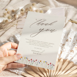 Tarjeta De Agradecimiento Boda moderno con flores silvestres coloridas y vib