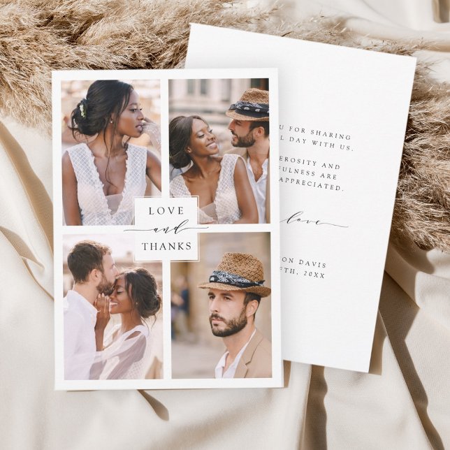 Tarjeta De Agradecimiento Boda moderno de 4 Collages de fotos (Subido por el creador)