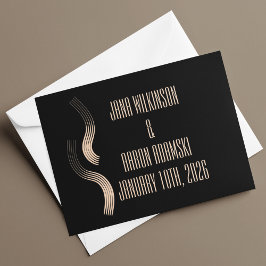 Tarjeta De Agradecimiento Boda moderno de Beige-on-Black Streamline