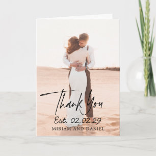Tarjeta De Agradecimiento Boda moderno de fecha negrita simple