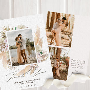 Tarjeta De Agradecimiento Boda moderno de fotografía múltiple en Boho Floral