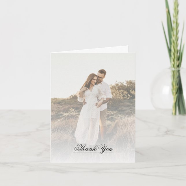 Tarjeta De Agradecimiento Boda moderno de fotografía y superposición (Anverso)