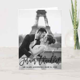 Tarjeta De Agradecimiento Boda Moderno De Guión De Pincel Para Siempre Agrad