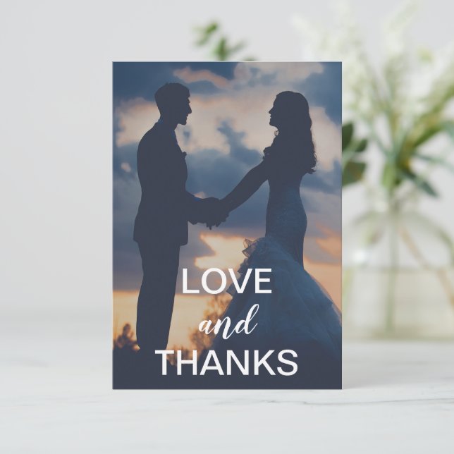 Tarjeta De Agradecimiento Boda moderno fotográfico simple (Anverso de pie)