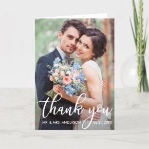 Tarjeta De Agradecimiento Boda moderno Gracias a Bride Groom Foto Doble