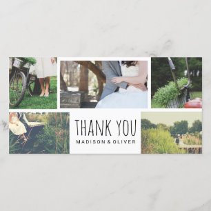 Tarjeta De Agradecimiento Boda moderno Gracias Cinco Collages de fotos