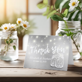 Tarjeta De Agradecimiento Boda moderno Gracias Mason Jars String Lights