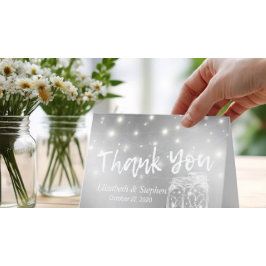 Tarjeta De Agradecimiento Boda moderno Gracias Mason Jars String Lights