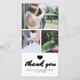 Tarjeta De Agradecimiento Boda Moderno Gracias Tres Collages de fotos