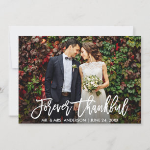Tarjeta De Agradecimiento Boda Moderno Guión De Pincel Para Siempre Foto Agr