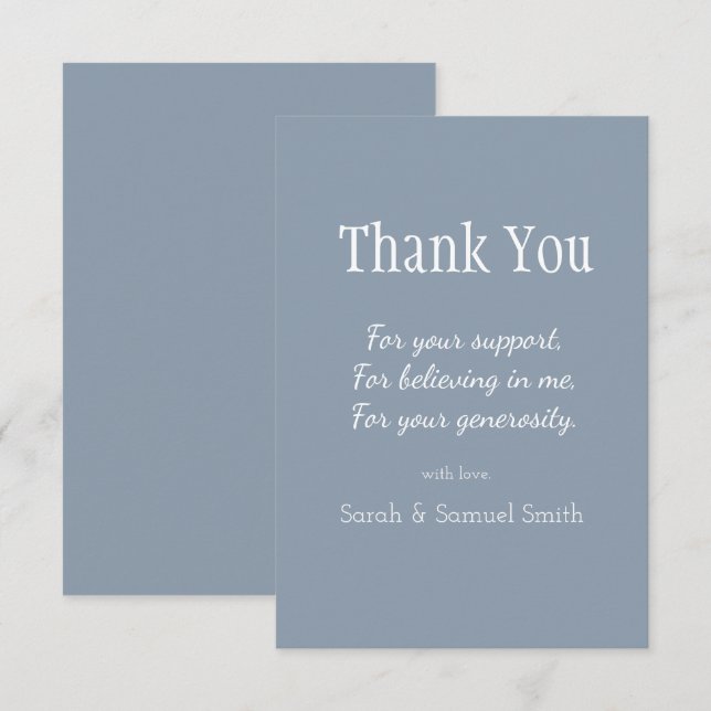 Tarjeta De Agradecimiento Boda moderno guión Personalizado azul y blanco tur (Anverso / Reverso)