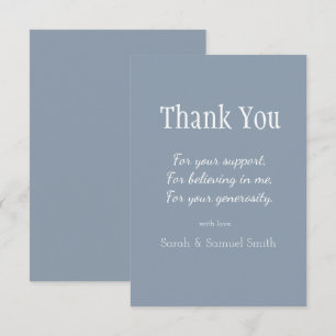 Tarjeta De Agradecimiento Boda moderno guión Personalizado azul y blanco tur