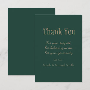 Tarjeta De Agradecimiento Boda moderno Guión verde esmeralda y Personalizado