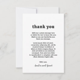 Tarjeta De Agradecimiento Boda moderno retro de tipo negro y blanco