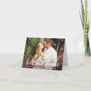 Tarjeta De Agradecimiento Boda moderno Script Love and Gracias Photo Note