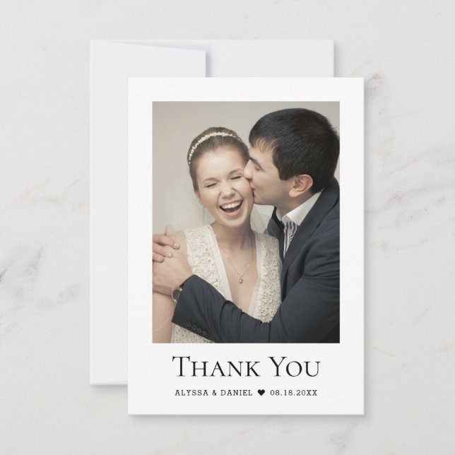 Tarjeta De Agradecimiento Boda moderno simple foto Corazón pequeño (Anverso)