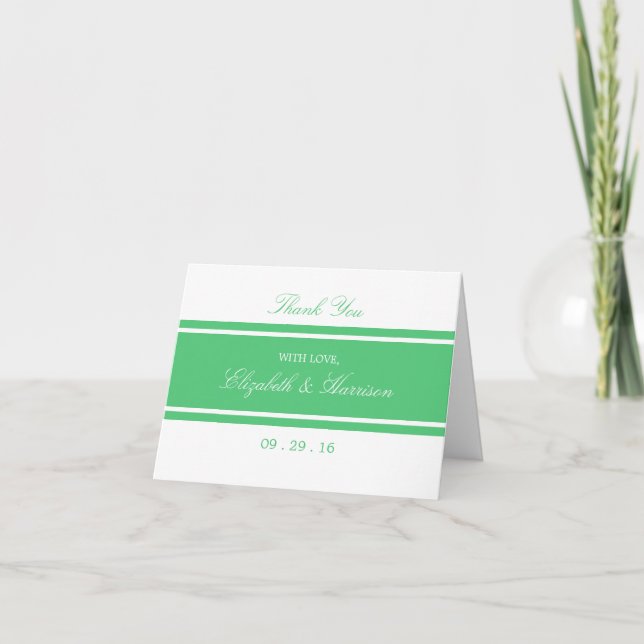 Tarjeta De Agradecimiento Boda moderno verde esmeralda gracias (Anverso)