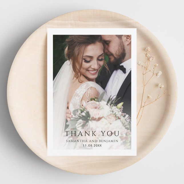 Tarjeta De Agradecimiento Boda moderno y sencillo de fotos (Modern Simple Photo Wedding Thank You Card)