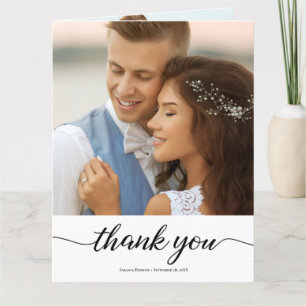 Tarjeta De Agradecimiento Boda moderno y sencillo personalizado 2 fotos