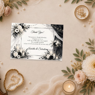 Tarjeta De Agradecimiento Boda Monocroma Elegante