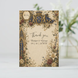 Tarjeta De Agradecimiento Boda Monograma Celta Gótico Real Medieval