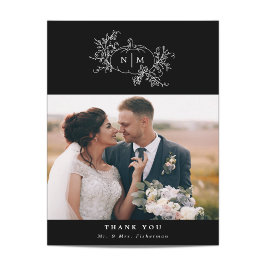 Tarjeta De Agradecimiento Boda Monograma de calabaza Vines Gracias Cartas