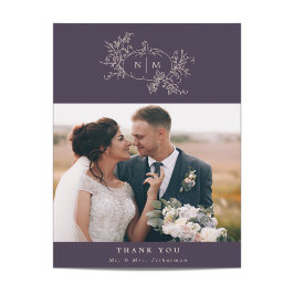 Tarjeta De Agradecimiento Boda Monograma de calabaza Vines Gracias Cartas