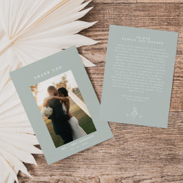 Tarjeta De Agradecimiento Boda Monograma de hoja de arte de la Línea Verde S