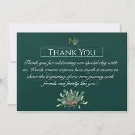 Tarjeta De Agradecimiento Boda Monograma de navidades