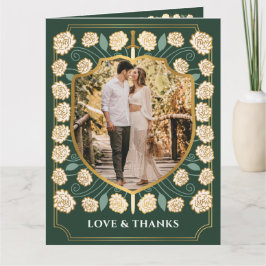 Tarjeta De Agradecimiento Boda Monograma de Sword & Shield Fantasy Medieval