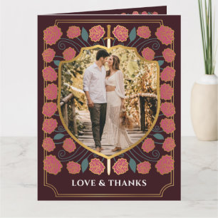 Tarjeta De Agradecimiento Boda Monograma de Sword & Shield Fantasy Medieval