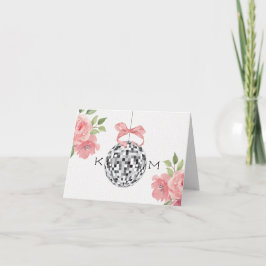 Tarjeta De Agradecimiento Boda Monograma Disco Ball Gracias Dentro