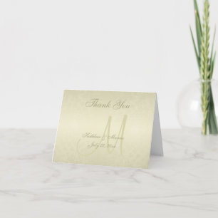 Tarjeta De Agradecimiento Boda Monograma Dorado Gracias