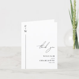 Tarjeta De Agradecimiento Boda Monograma minimalista y de Moda