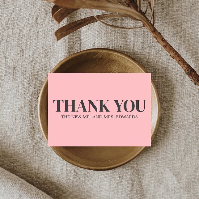 Tarjeta De Agradecimiento Boda monograma rosa (Pink Monogram Wedding Thank you Card)
