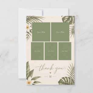 Tarjeta De Agradecimiento Boda monstera Verde Salvia Hawaii 5 Fotografía Col
