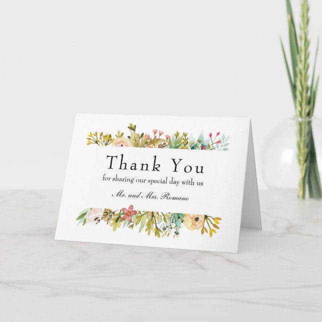 Tarjeta De Agradecimiento Boda Montañismo Meadow Wildflowers (Anverso)