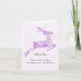 Tarjeta De Agradecimiento Boda Morada Gracias con Ciervo