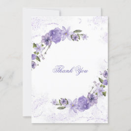 Tarjeta De Agradecimiento Boda morado floral